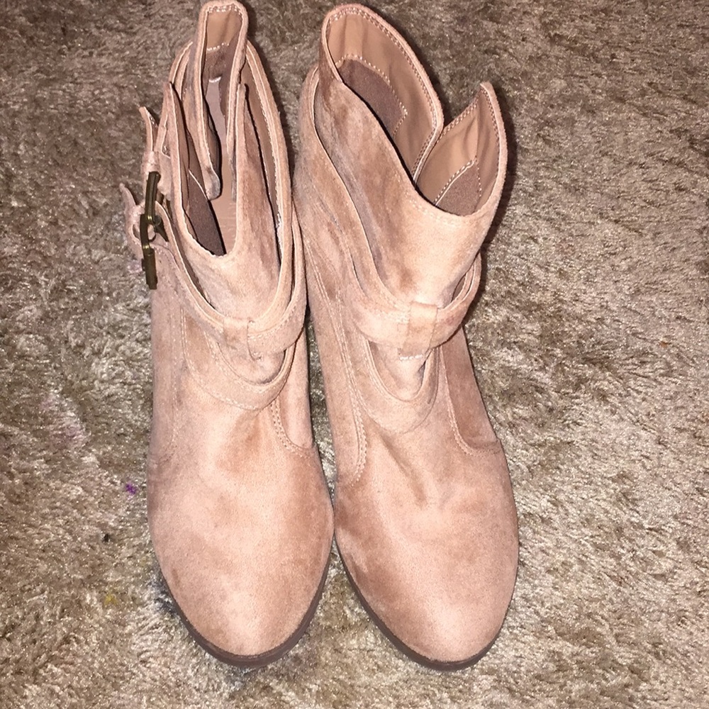 Tan suede ankle booties